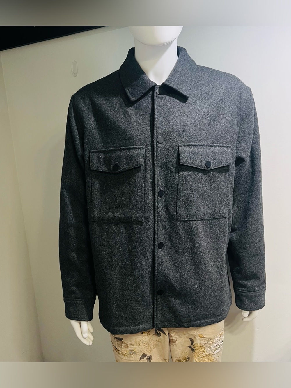 H&M Charcoal Gray Military-Style Button Jacket